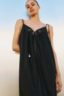 Vestido con bordado ingl?s y tirantes de lazo - H&m фото 4
