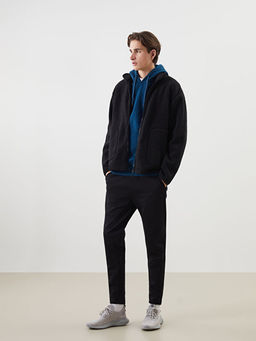 Dik Yaka Uzun Kollu Pel?? Erkek Fermuarl? Sweatshirt