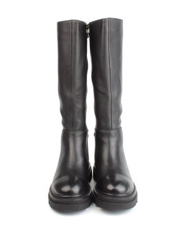 02-FK888-1M BLACK Сапоги зимние женские (натуральная кожа, байка, натуральный мех)