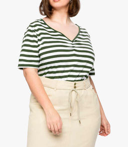 Блузка, темно-оливковая-экрю