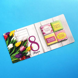 Шоколад с открыткой Для самой очаровательной с 8 Марта, 4 шт. - Фабрика счастья фото 3