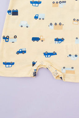 Turuncu Pamuklu 2li Araba Bask?l? K?sa Kol Erkek Bebek Orme Tulum TKDSS25TU00017 - Trendyolmilla фото 4