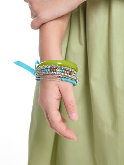 Браслет (кольца) PR3344 бирюза/салатовый - Mini maxi фото 6