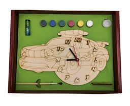 Часы с циферблатом под роспись "Машина полицейская" с красками арт.ДНИ128 /20