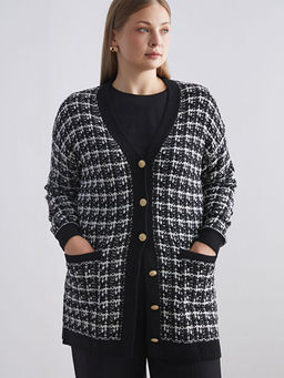 V Yaka Desenli Kad?n Triko H?rka