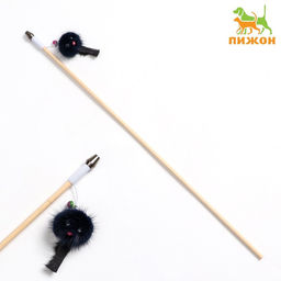 Дразнилка - удочка Норковый зверек на деревянной палочке, микс цветов