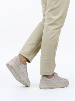 03-A1024-5 BEIGE Полуботинки спортивные женские (натуральная замша,натуральная кожа)