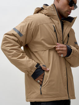 Горнолыжный костюм мужской зимний бежевого цвета 3710B - Leifensh фото 18