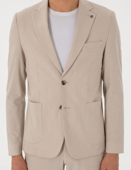 Bej Slim Fit Tak_m Elbise - Cacharel фото 7