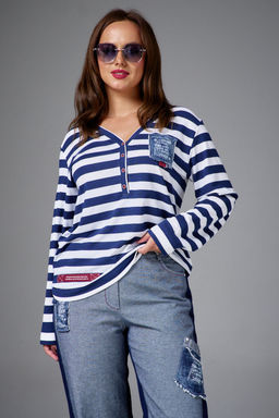 Джемпер AVE RARA 2248 бело-синяя полоска  фото 3