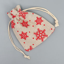 Цена за 5 шт. Мешочек подарочный холща «Новогодние ожидания», снежинки, холща, 10×12 см ± 1.5 см