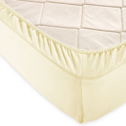 Простыня трикотажная на резинке 90*200*20 цв. ваниль