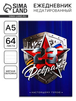 Ежедневник А5, 64 листа, недатированный, в точку А5, 64 листа С 23 февраля