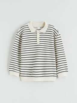 Polo Yaka ?izgili Erkek ?ocuk Sweatshirt
