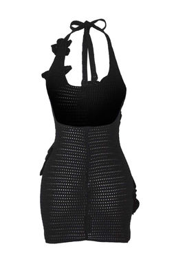 Trendyolmilla Ekru Cicek Detayl? Boyundan Baglamal? Triko Krose Plaj Elbisesi TBESS25EL00145  фото 6