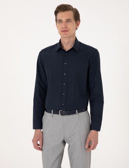 Lacivert Regular Fit Uzun Kollu Basic G_mlek