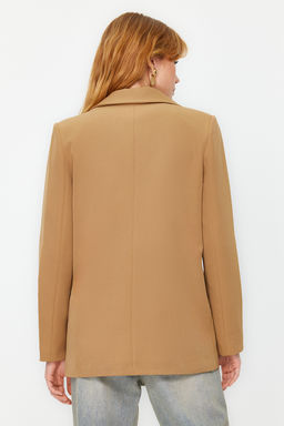 Koyu Bej Regular Astar Detayl? Dokuma Blazer Ceket TWOAW20CE0316