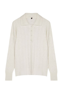 Ekru Genis Kal?p Yumusak Dokulu Triko Kazak TWOAW21KZ2635