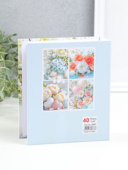 Фотоальбом на 40 фото 10х15 см "Голубая гортензия и ракушки" в коробке 4,5х14х17 см