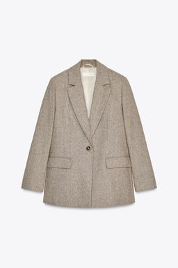 STRAIGHT FIT HERRINGBONE BLAZER WITH SHOULDER PADS - Zara фото 2