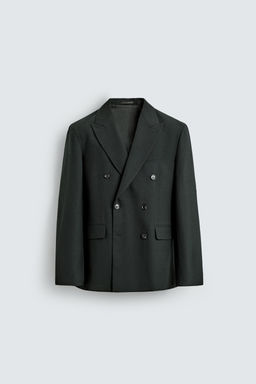 DOUBLE-BREASTED WOOL BLEND SUIT BLAZER - Zara фото 17