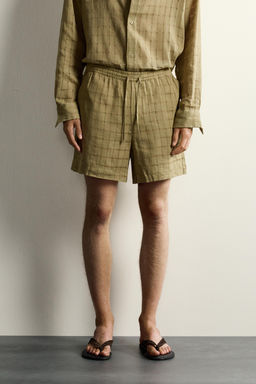 BERMUDA JACQUARD CUADROS LINO - ALGOD?N / Khaki claro - Zara фото 2
