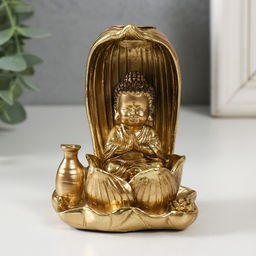 Подставка для благовоний, конусов «Маленький Будда», полистоун, золото, 6.1×7.5×10 см