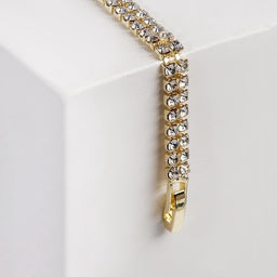 Цена за 2 шт. Браслет со стразами «Сияй» 2 ряда, цвет белый в золоте, 18см