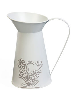 Декоративное кашпо для цветов «Кувшин ромашки», 12×16×20 см, металл, белое