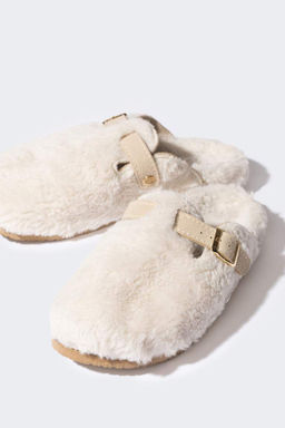 Женские домашние тапочки без шнуровки на плоской подошве - Defacto фото 4