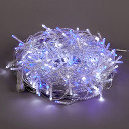 ULD-B12006-195/TTK BLUE-WHITE IP44 Бахрома светодиодная с эффектом мерцания, 12м. Соединяемая. 195 светодиодов. Синий и белый свет. Провод прозрачный. ТМ Uniel
