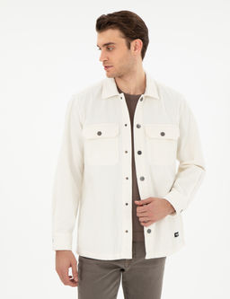 Ekru Klasik Yaka _ift Cepli Oversize G_mlek Ceket