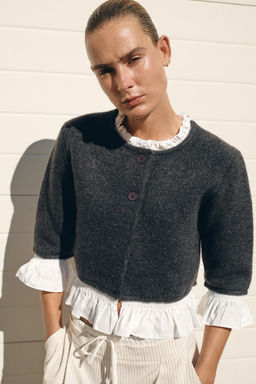 CONTRAST POPLIN CARDIGAN - Zara фото 2