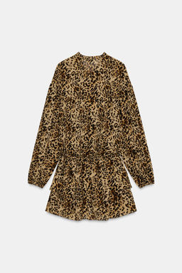 ANIMAL PRINT DRESS WITH RUFFLES