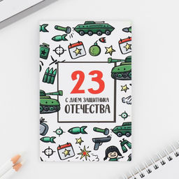 Подарочный набор: ручка с невидимыми чернилами и блокнот А6, 16 л. «23 февраля: С днем защитника отечества»