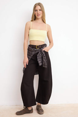 Siyah Fitted Super Crop Ask?l? Straplez Kolsuz Pamuk Ribana Orme Atlet TWOSS26AL00044 - Trendyolmilla фото 6