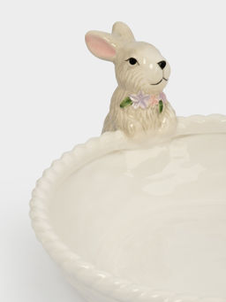 Ваза для фруктов, 26х6 см, керамика, молочно-серая, Кролики с корзинкой, Brown Rabbit - Anna lafarg фото 6