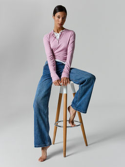 Джинсы Wide leg fit женские синие