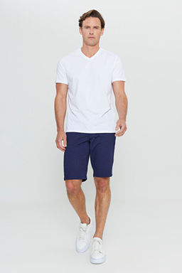 Slim Fit Dar Kesim V Yaka Pamuklu K_sa Kollu Beyaz Ti__rt ET4800000001BYZ