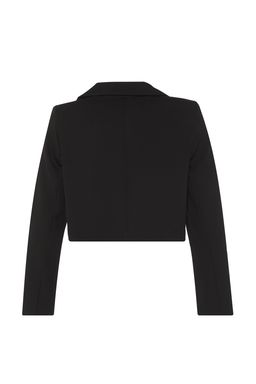Siyah Crop Astarl? Dokuma Blazer Ceket TWOAW22CE0086