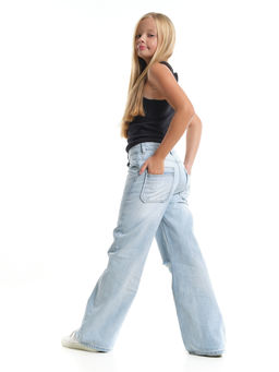 Джинсы клеш рваные для весны и лета 33-1053 св.голубой - Mini maxi фото 17