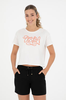 Женская футболка цвета экрю с круглым вырезом - U.s. polo assn фото 10