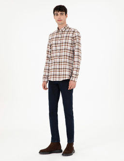Kahverengi Regular Fit Kareli Uzun Kollu G_mlek - Pierre cardin фото 4