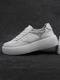 03-C140-9 WHITE Полуботинки спортивные женские (натуральная кожа)