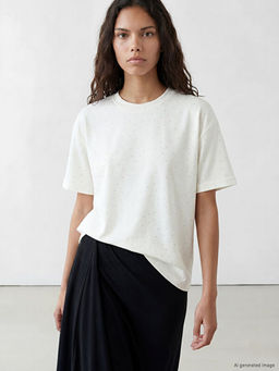 Bisiklet Yaka Ta?l? Oversize Kad?n Ti??rt
