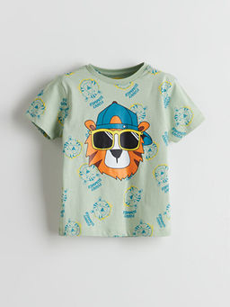 Bask?l? Penye Erkek ?ocuk ?ortlu Pijama Tak?m