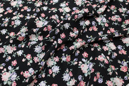 Штапель Премиум Винтажные букетики из роз на черном, 1.45м, вискоза-100%, 110гр/м.кв - Купава фото 12