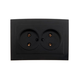 Розетка «Элект» RS 16-237-Ч, двухместная, без з/к, скрытая, черная