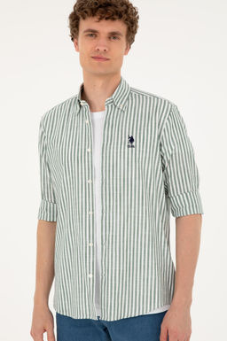 U. S. Polo Assn / Мужская рубашка цвета хаки с длинным рукавом - U.s. polo assn фото 3