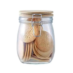 Банка для сыпучих продуктов 750мл 11*14,5 см стекло, крышка бамбук арт. 828-362